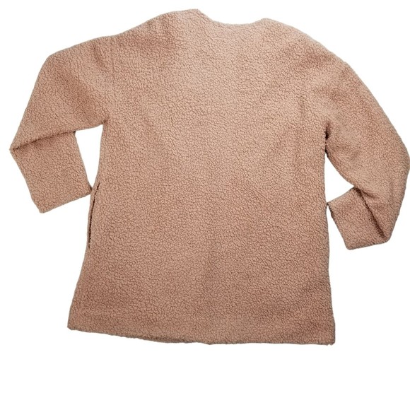 LC Lauren Conrad Sherpa Teddy Snap Jacket Women M Blush Pink Fully Lined Pockets - Picture 4 of 16